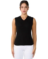 Jennie Liu Women's 100% Cashmere V Neck Cable-knit Sweater Vest