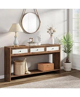 Tribesigns 59-Inch Console Table with 3 Drawers, Farmhouse Entryway Foyer Table with Storage, Long Sofa Hallway Table, Wood Console Table for Living R