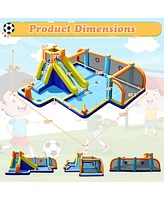 Gymax Inflatable Water Slide 7-in-1 Giant Kids Wet Dry Bounce House w/ 735W Blower