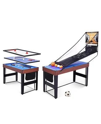 Sugift 48in Multi Game Table, 9 in 1 Combo Game Table, Arcade Combination Game Table Set with Billiards, Ping Pong, Hockey, Basketball, Bean Bag and F