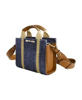 True Religion Licensed Denim Mini Box Tote with Adjustable Strap