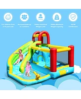 Gymax Inflatable Kids Water Slide Jumper Bounce House Splash Water Pool W/ 480W Blower
