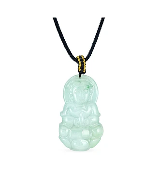 Bling Jewelry Yogi Amulet Boho Chalcedony Carved Buddha Pendant Necklace Black Cord