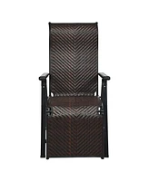 Gouun Patio Back Adjustable Rattan Folding Lounge Recliner