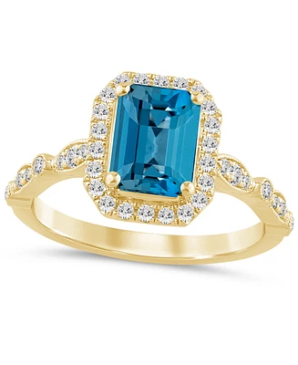 London Blue Topaz (2 ct. t.w.) & Diamond (1/2 Halo Bridal Set 14k Gold