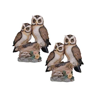 Fc Design "2-pc Gift Set" 4.5"W Owl Couple Standing on Tree Trunk Figurine Statue Ornament Home Room Office Decor and Perfect Gift Ideas for Housewarm