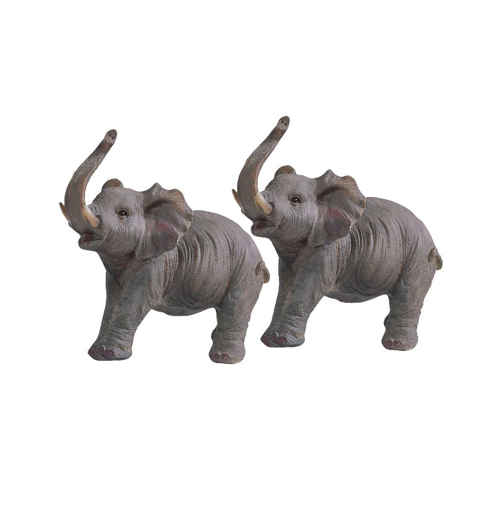 Fc Design "2-pc Gift Set" 6"H Wildlife Elephant with Trunk Up Figurine Statue Ornament Home Room Office Decor and Perfect Gift Ideas for Housewarming,