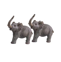 Fc Design "2-pc Gift Set" 6"H Wildlife Elephant with Trunk Up Figurine Statue Ornament Home Room Office Decor and Perfect Gift Ideas for Housewarming,