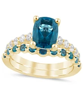 London Blue Topaz (2-3/4 ct. t.w.) & Diamond (1/2 Bridal Set 14k Gold