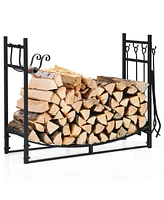 Gouun 36 Inch Fireplace Log Holder with Kindling Holders and Shovel