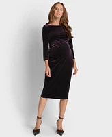 Seraphine Maternity Boat Neck Velvet Dress