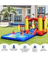 Gymax Inflatable Water Slide Castle Kids Bounce House Indoor & Outdoor w/ 480W Blower