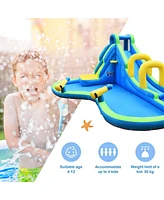Gouun Inflatable Water Slide Kids Bounce House with Water Cannons and Hose Without Blower