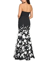 Say Yes Juniors' 3D Floral-Applique Mermaid Gown, Created for Macy's