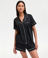 I.n.c International Concepts Women's Stretch Satin Short-Sleeve Pajama Set, Exclusively at Macy's