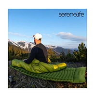 SereneLife Ultralight Sleeping Pad with Carrying Bag, Compact & Self-Inflating, Green