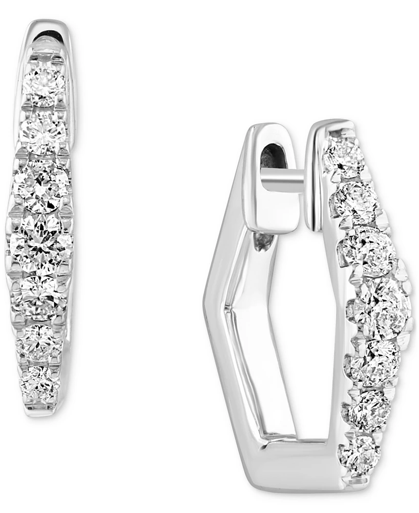 Diamond Hexagon Hoop Earrings (3/8 ct. t.w.) in 14k White Gold