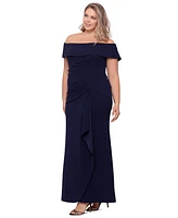 Xscape Plus Off-The-Shoulder Sheath Gown