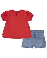 Levi's Baby Girls Heart Tee and Shorts, 2-Piece Set