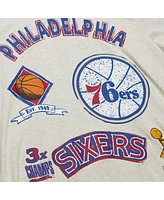 Mitchell & Ness Men's Oatmeal Philadelphia 76ers Hardwood Classics Legacy Defined Retro Championship T-Shirt