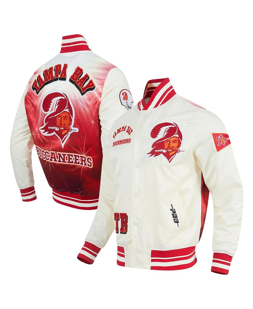 Pro Standard Men's Cream Tampa Bay Buccaneers Sublimated Satin Full-Snap Jacket