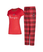 Concepts Sport Women's Red Georgia Bulldogs Vector T-Shirt Flannel Pants Sleep Set