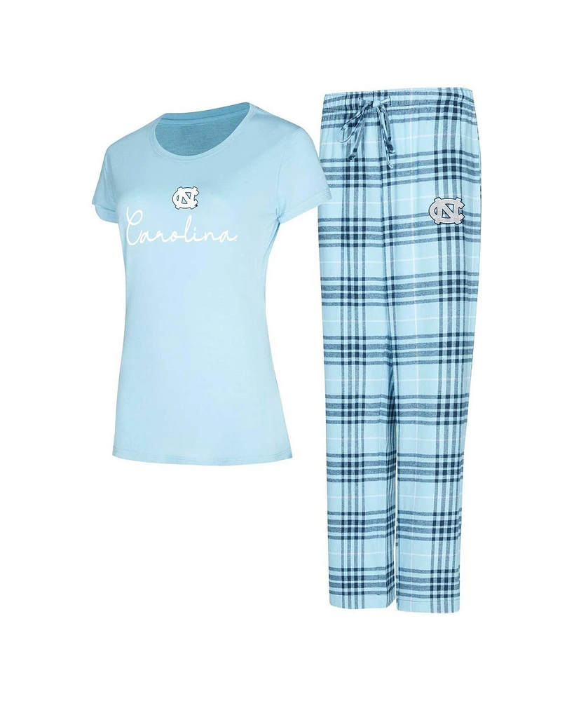 Concepts Sport Women's Carolina Blue North Tar Heels Vector T-Shirt Flannel Pants Sleep Set