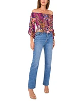 Vince Camuto Women's Paisley-Print Off-The-Shoulder Flutter-Sleeve Top