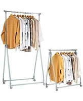 Sugift Extendable Foldable Heavy Duty Clothing Rack with Hanging Rod