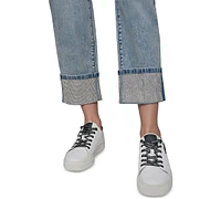 Karl Lagerfeld Paris Petite Crystal-Cuff Cropped Jeans