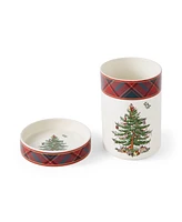 Spode Christmas Tree Tartan Wine Chiller Coaster Set