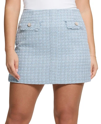 Guess Women's Daphnee Flap-Pockets Mini Tweed Skirt