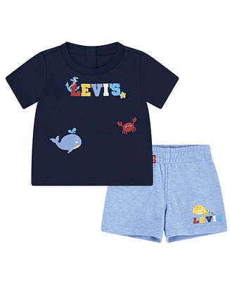 Levi's Baby Boys Coastal Critters Tee and Shorts Knit, 2-Piece Set