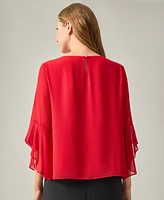 Kasper Petite Ruffle-Sleeve Blouse