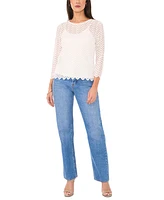 Vince Camuto Women's Lace Crewneck 3/4-Sleeve Top