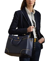 Lauren Ralph Lauren Two-Tone Leather Large Marcy Satchel