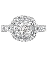 Gia Certified Diamond Double Halo Engagement Ring (1-1/4 ct. t.w.) in 14k White Gold