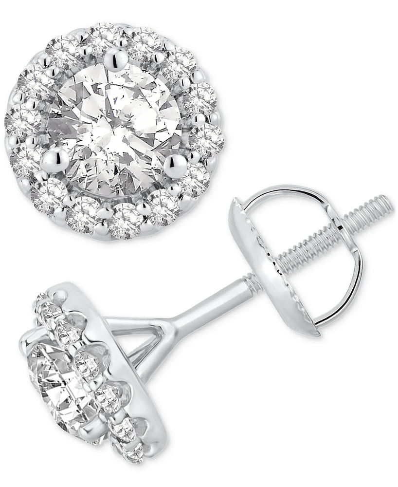 Gia Certified Diamond Halo Stud Earrings (1-1/4 ct. t.w.) in 14K White Gold