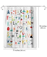 Americanflat 71x74 Kids Hand Drawn Alphabet Shower Curtain - 100% Polyester Shower Curtain