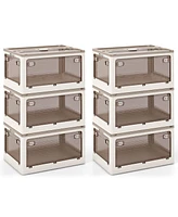 Costway Pack Stackable Storage Bins with Lids Gallon Collapsible Plastic Container Box