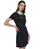 Karl Lagerfeld Paris Women's Polo Knit Necklace Dress