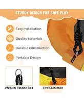 Hongge Saucer Tree Swing Surf Kids Outdoor Adjustable Oval Platform Set with Handle
