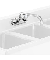 Gridmann Commercial Wall Mount Sink Faucet, 4" Center with 10" Swing Spout, Nsf, Dual Knob Handles, Brass Construction, Chrome Polished Finish