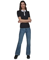 Karl Lagerfeld Paris Women's Contrast-Trim Polo Top
