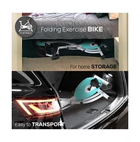 SereneLife Folding Digital Exercise Bike with Pulse Monitor and Resistance Bands