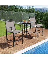 Gouun Outdoor Counter Stools Set of 2 Heavy-Duty Barstools with Footrest and Armrests