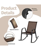 Gouun Set of 2 Heavy-Duty Metal Patio Rocking Chair with Breathable Seat Fabric