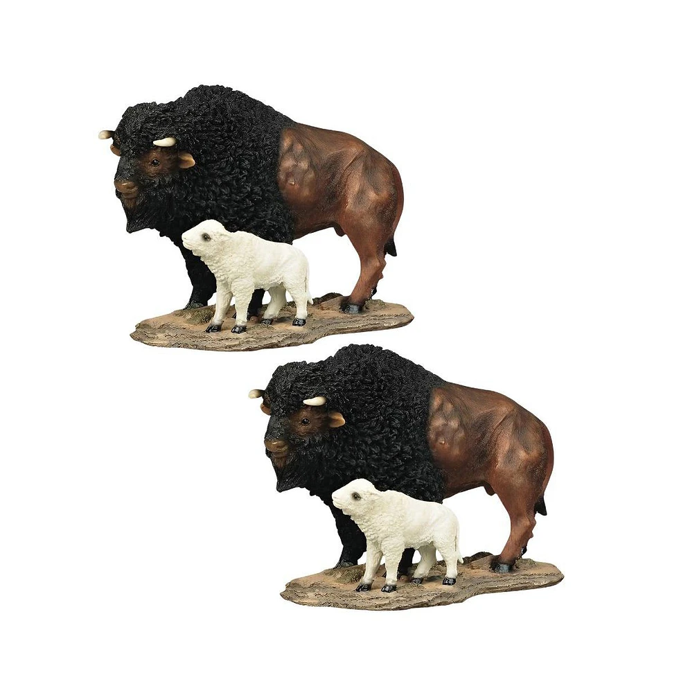 Fc Design "2-pc Gift Set" 7"H Collection Standing Buffalo with Baby Figurine Statue Ornament Home Room Office Decor and Perfect Gift Ideas for Housewa