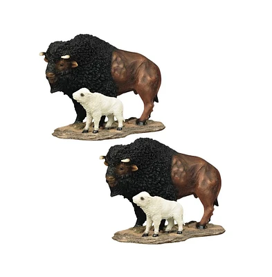 Fc Design "2-pc Gift Set" 7"H Collection Standing Buffalo with Baby Figurine Statue Ornament Home Room Office Decor and Perfect Gift Ideas for Housewa