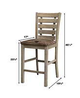 The Pop Home Set of 2 Counter Height Dining Chairs with Solid Wood Back-The Pop Home